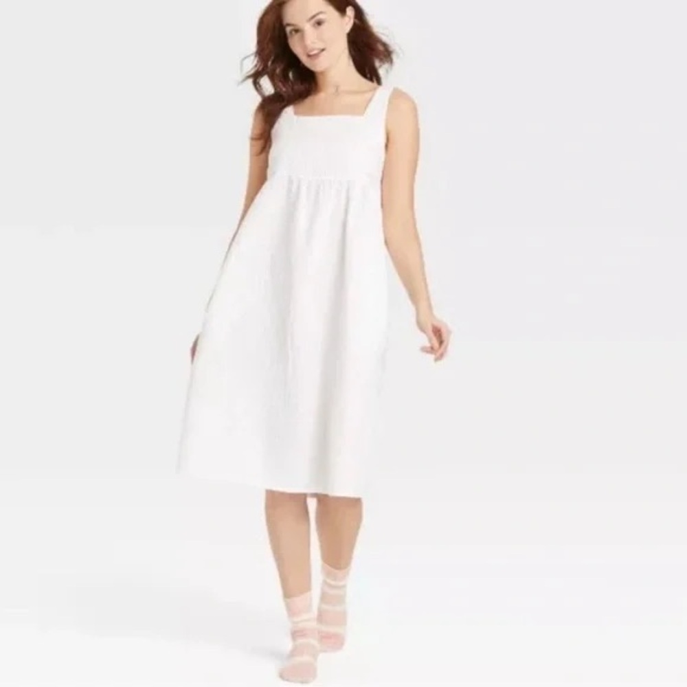 Stars Above White Cotton Sleep Dress